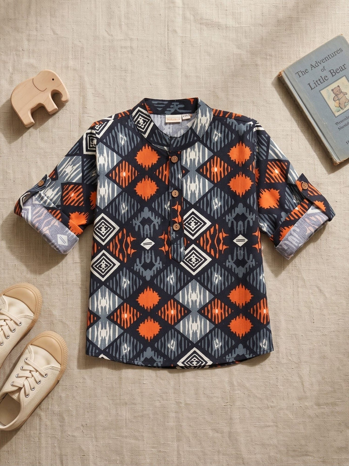 Black Ikat String Short Kurta