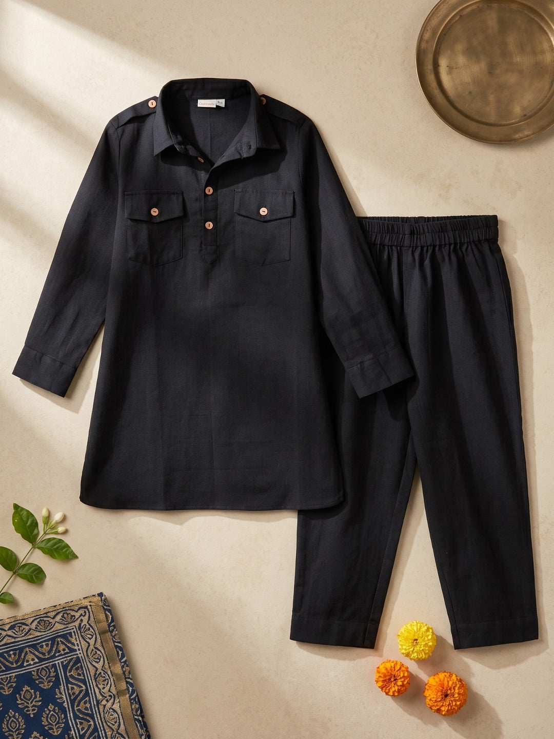 Black Pathani Kurta Pajama