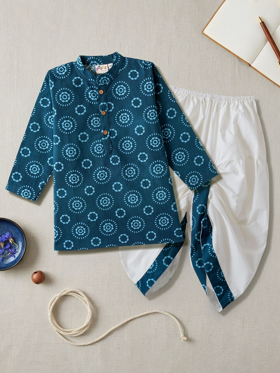 Navy Blue Mandala Kurta Dhoti Set