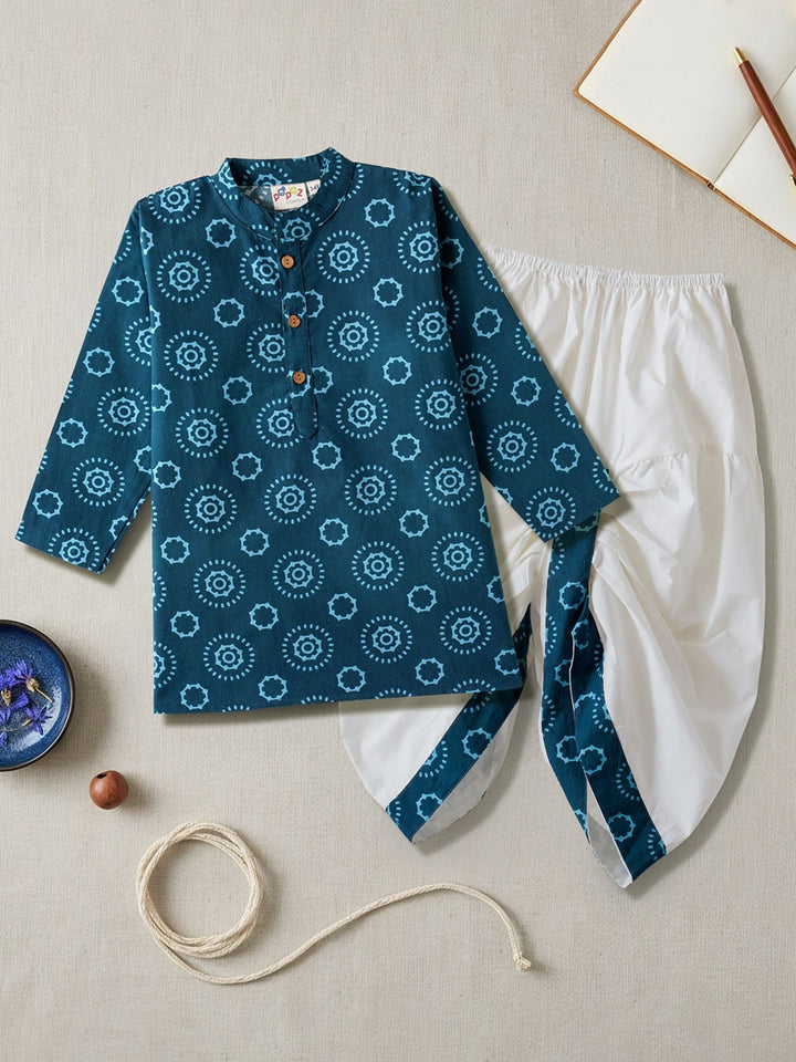 Navy Blue Mandala Kurta Dhoti Set