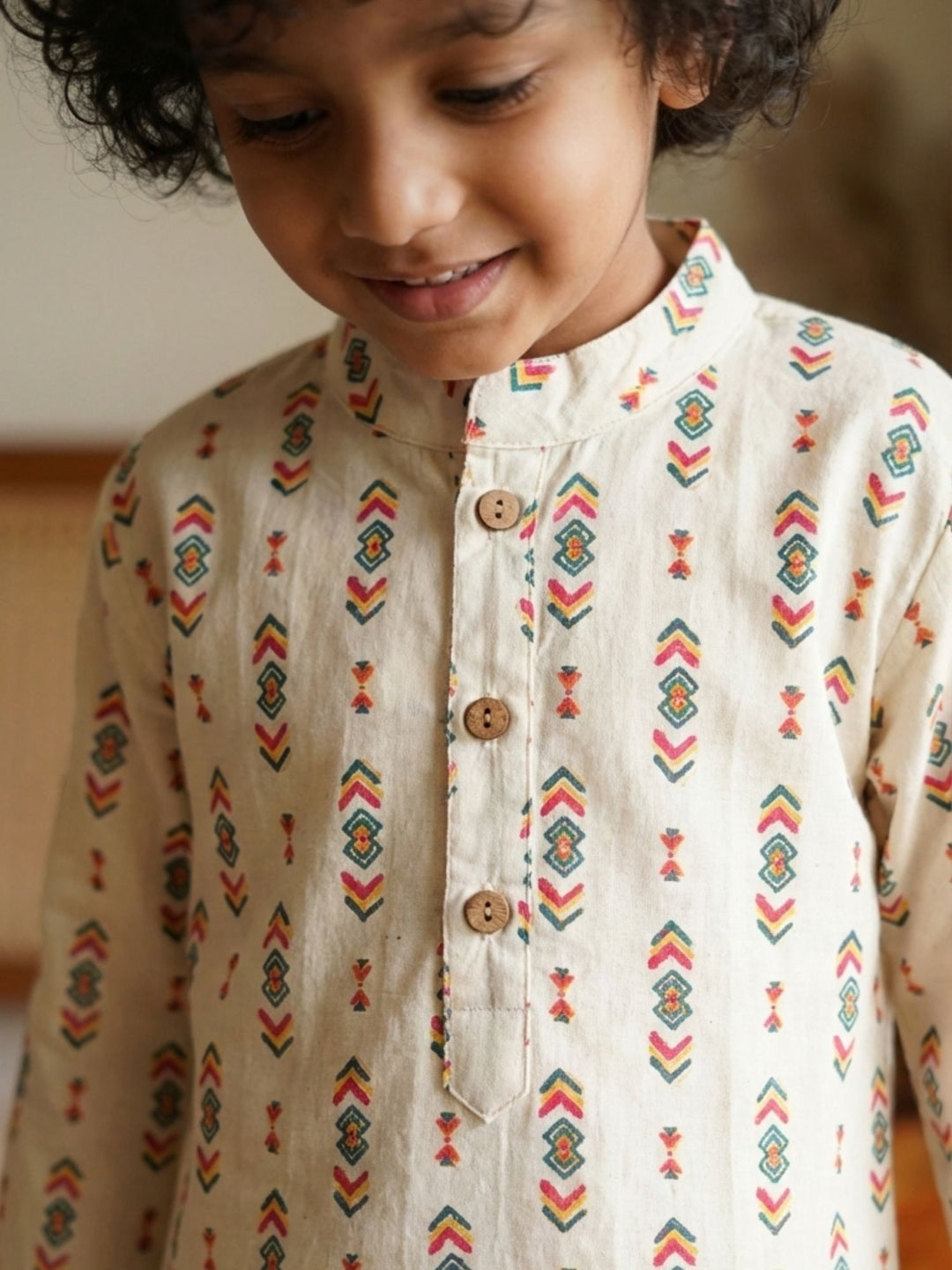 Ivory Tribal Motif Print