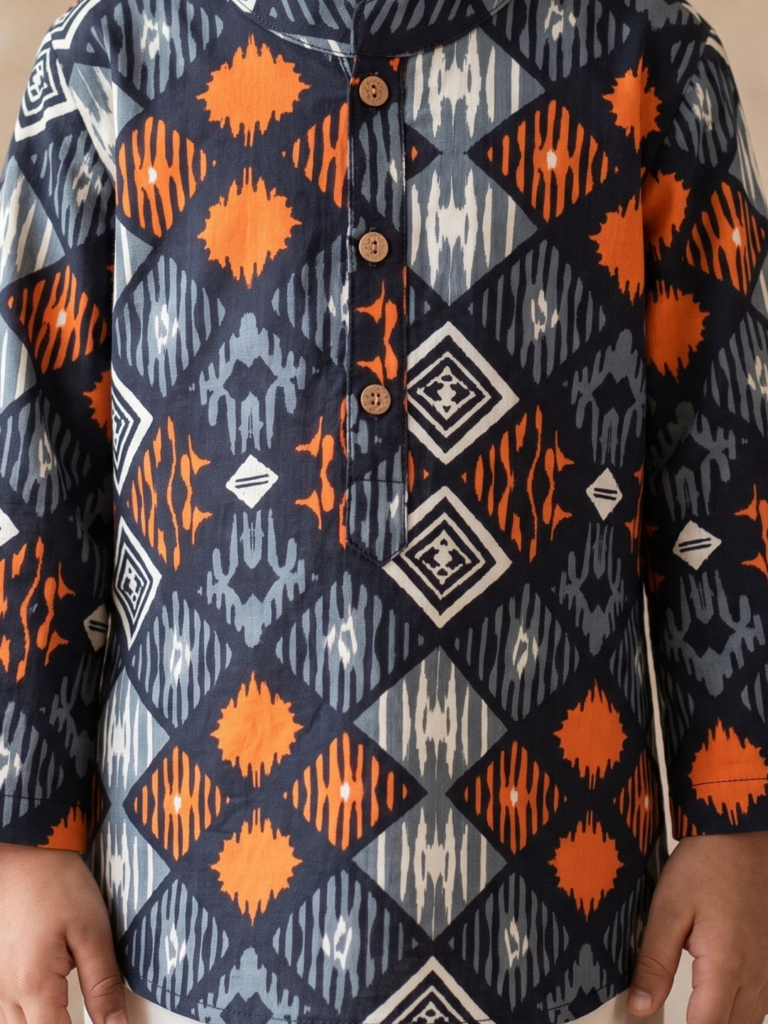Black Ikat String Short Kurta