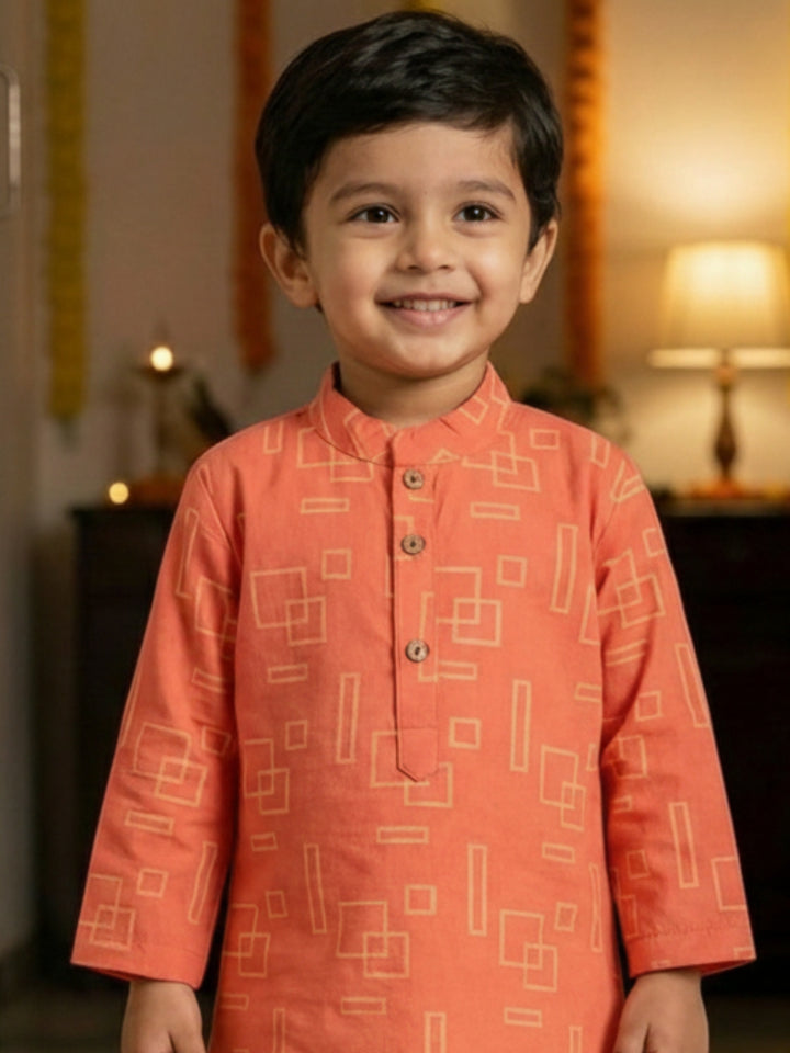 Coral Geometric Shapes Print