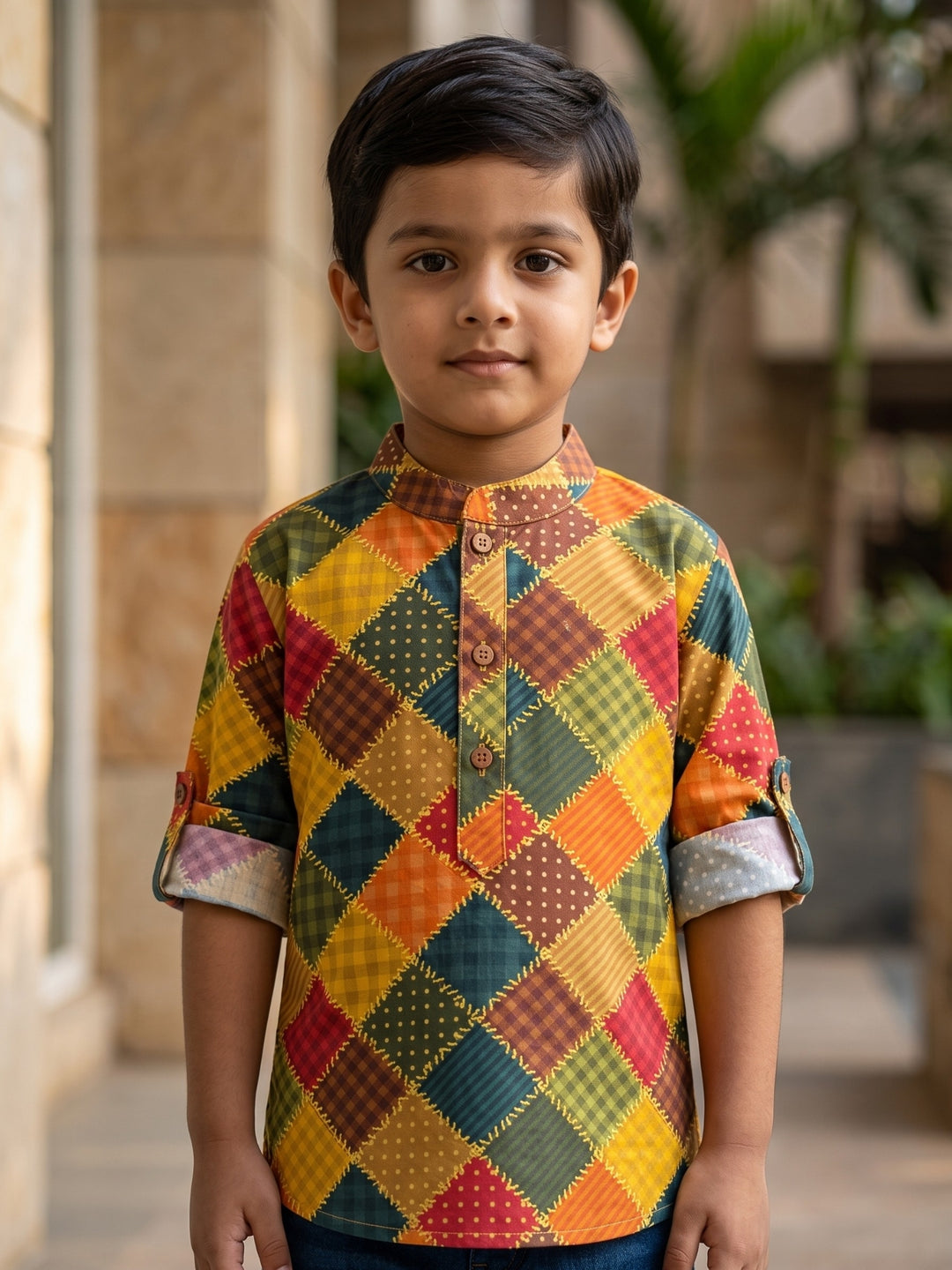 Multicolor Patchwork Short Kurta