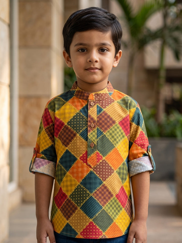 Multicolor Patchwork Short Kurta