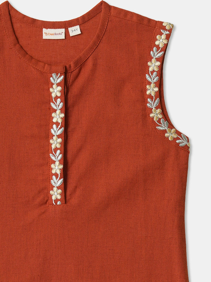 Maroon Embroidered Kurti Palazzo