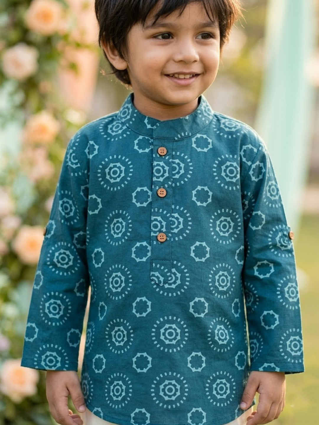 Navy Blue Mandala Short Kurta