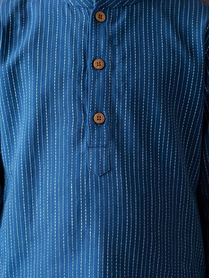 Blue Middle Cut Katha
