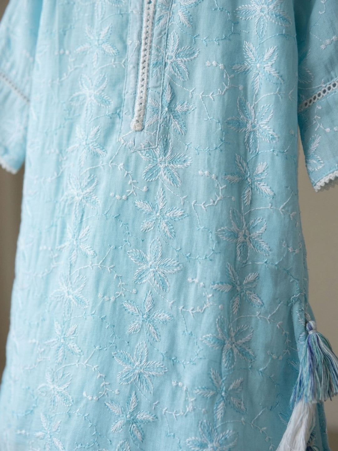 Blue Embroidered Kurti Set
