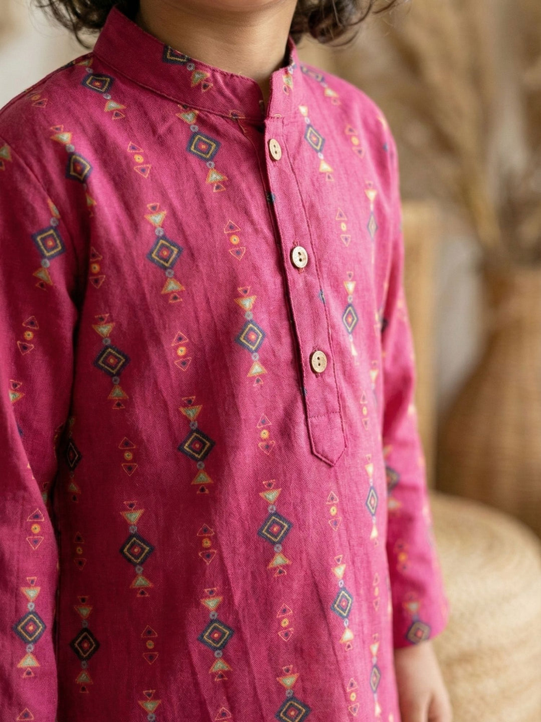 Magenta Tribal Motif Print