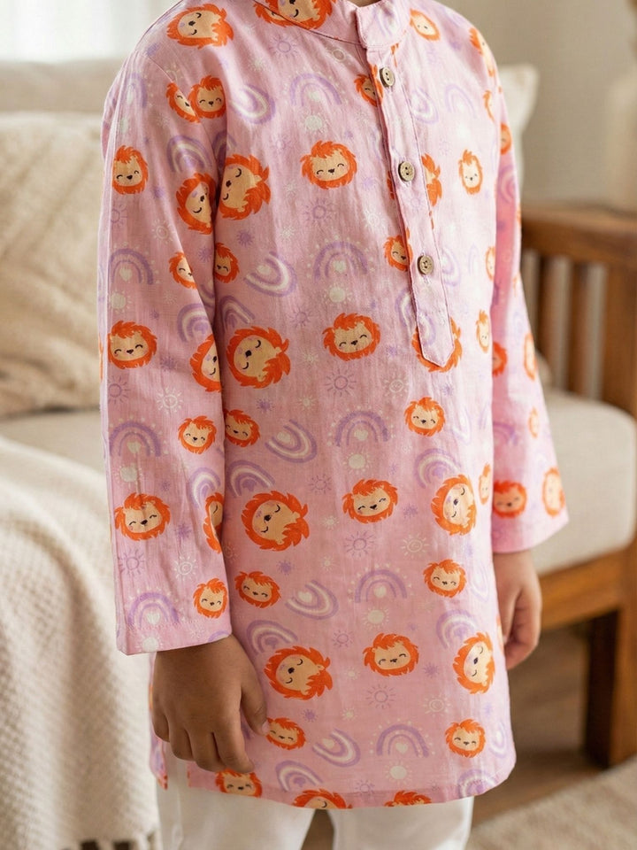 Pink Lion Rainbow Print