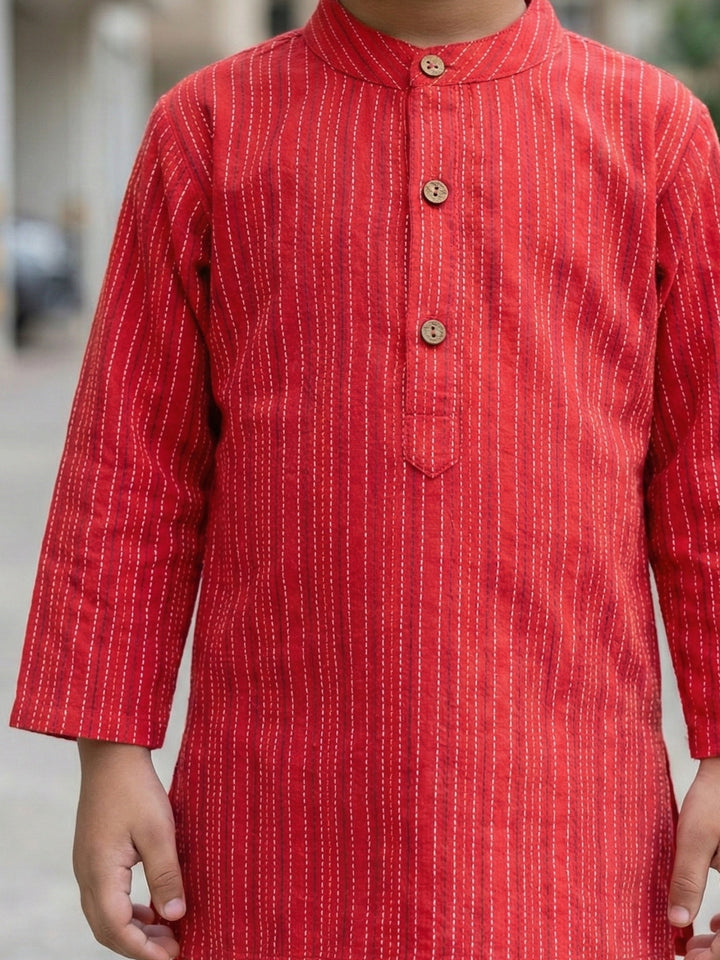 Red Middle Cut Katha