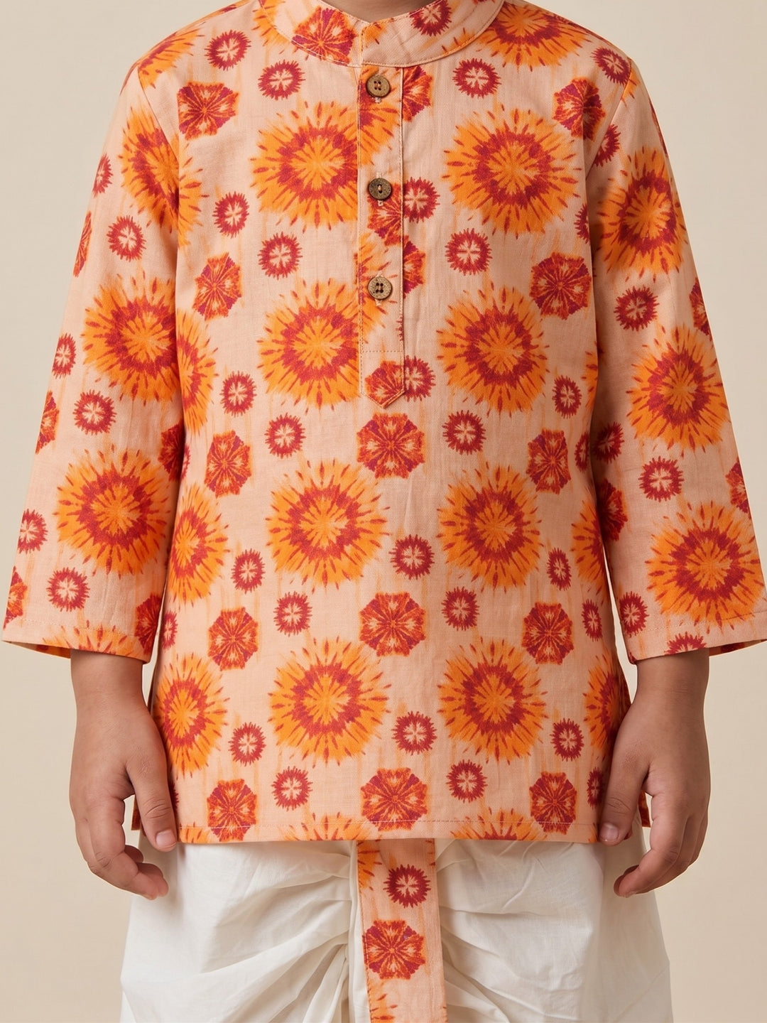 Orange Mandala Kurta Dhoti Set