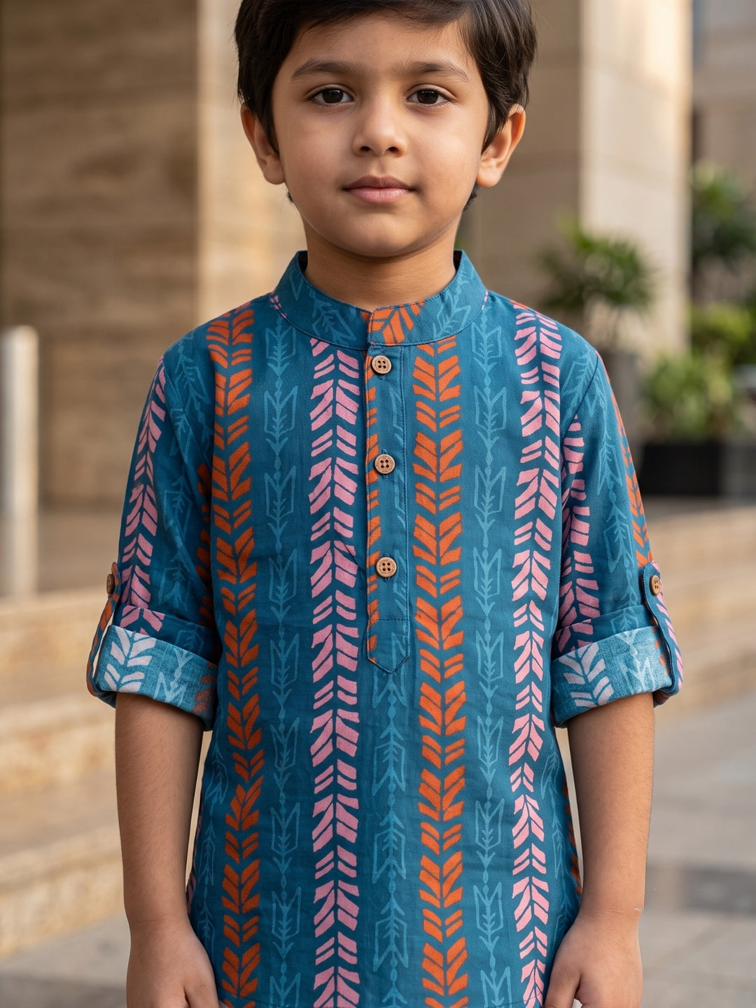 Blue Boho String Short Kurta