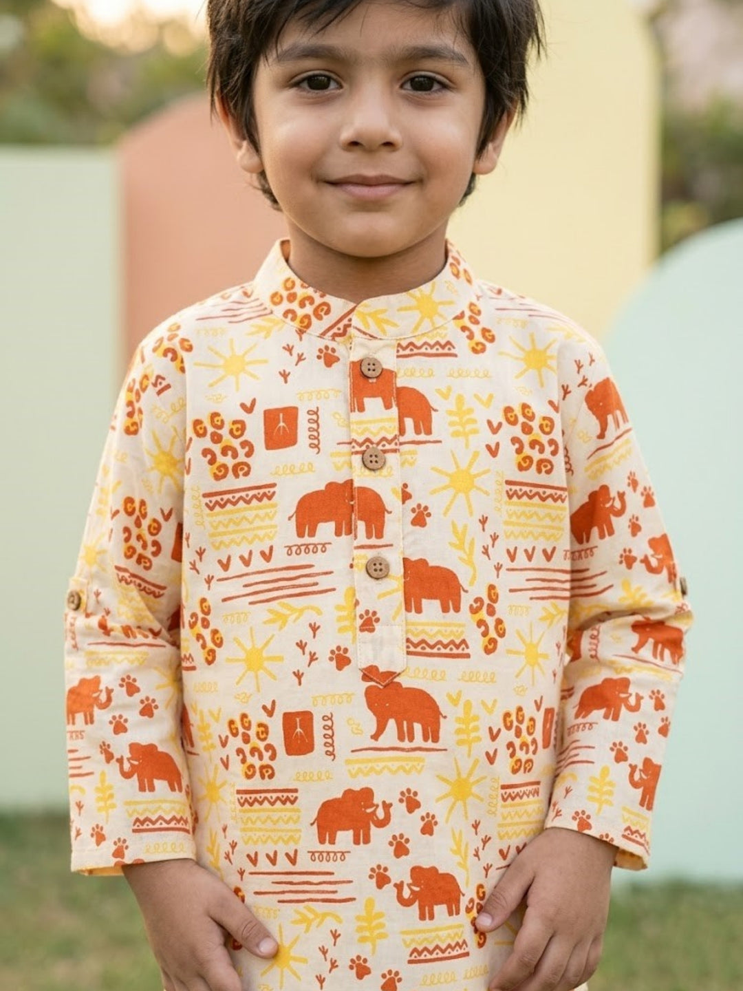 Elephant Motif Short Kurta