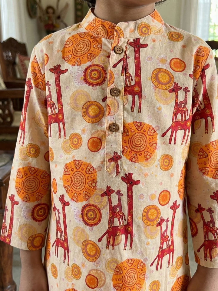 Giraffe Mandala Kurta Dhoti Set