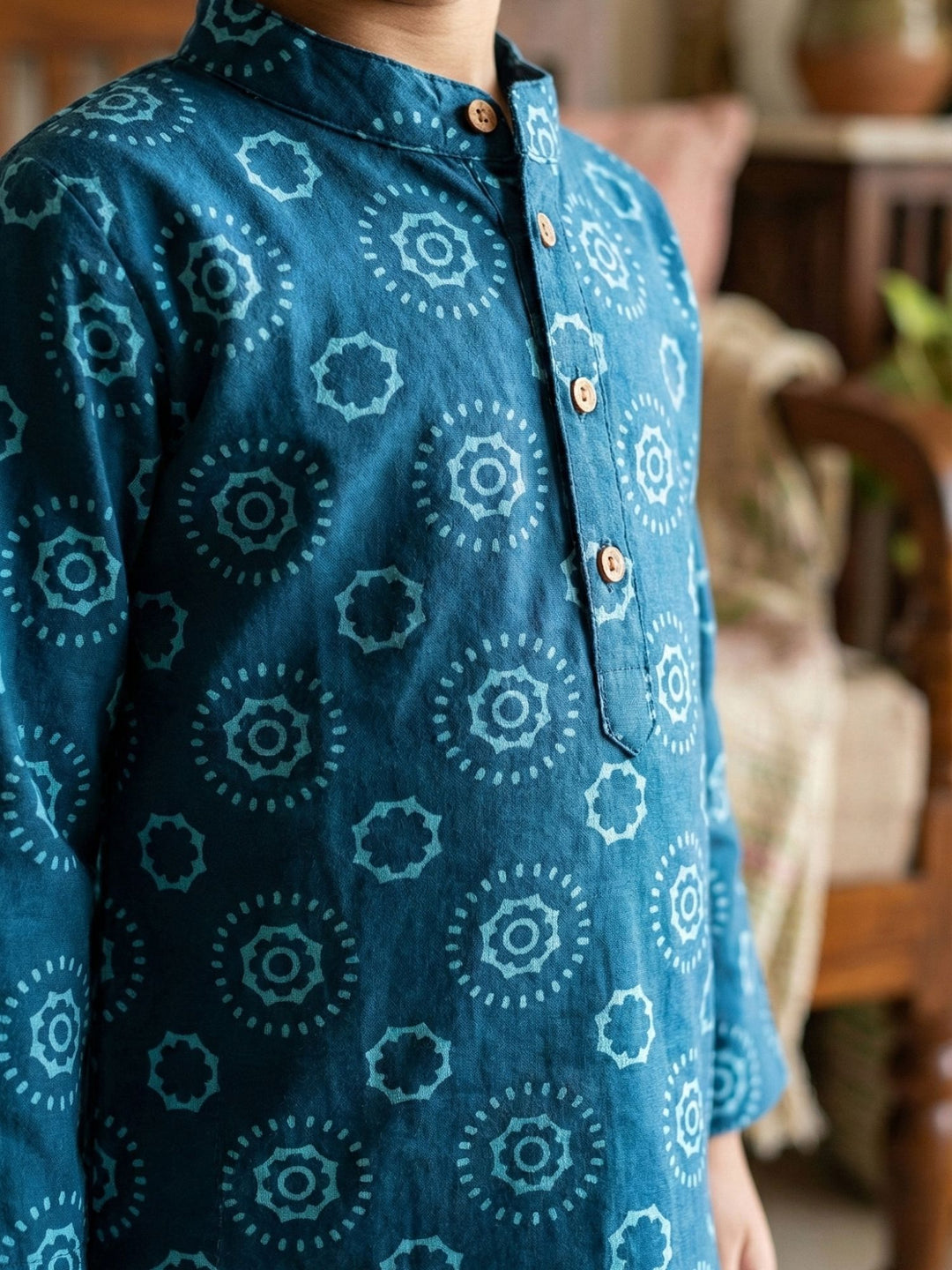 Navy Blue Mandala Kurta Dhoti Set