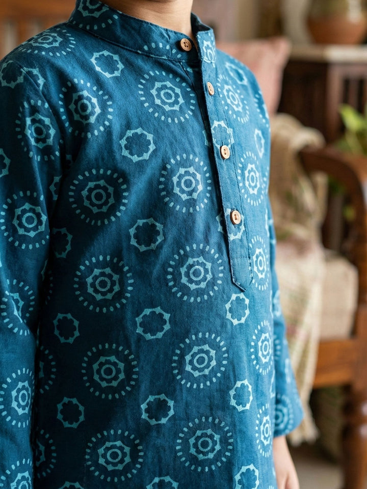 Navy Blue Mandala Kurta Dhoti Set