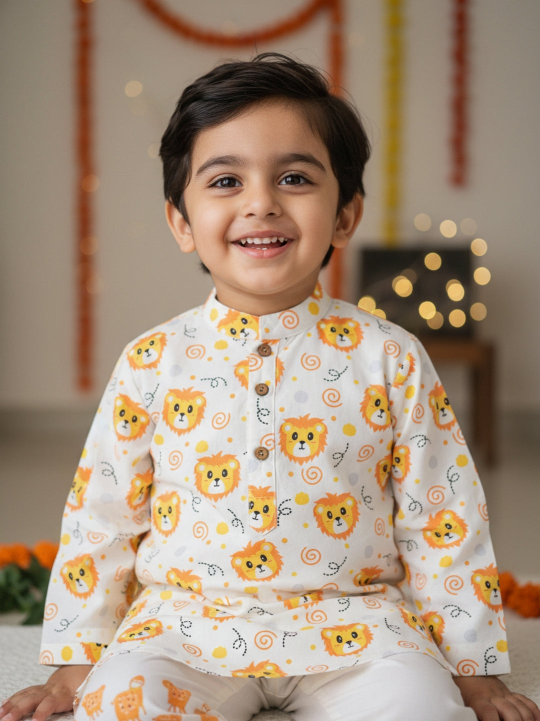 White Lion Faces Print