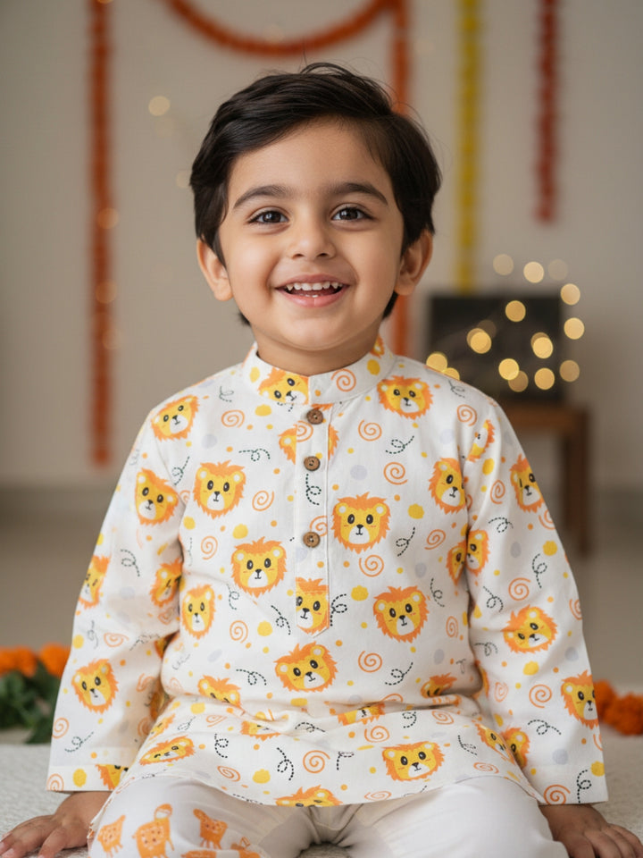 White Lion Faces Print