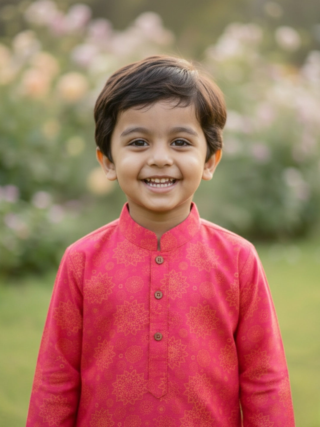 Pink Floral Mandala Motif Print