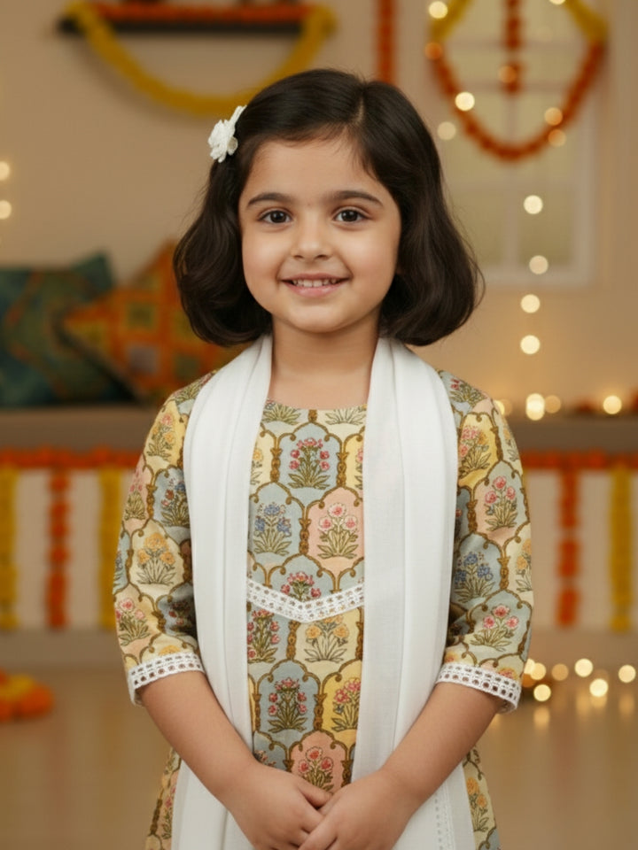 Multicolor Floral Print Kurti Set