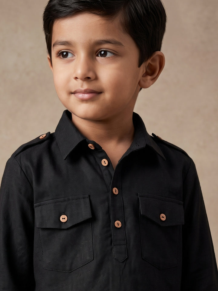 Black Pathani Kurta Pajama