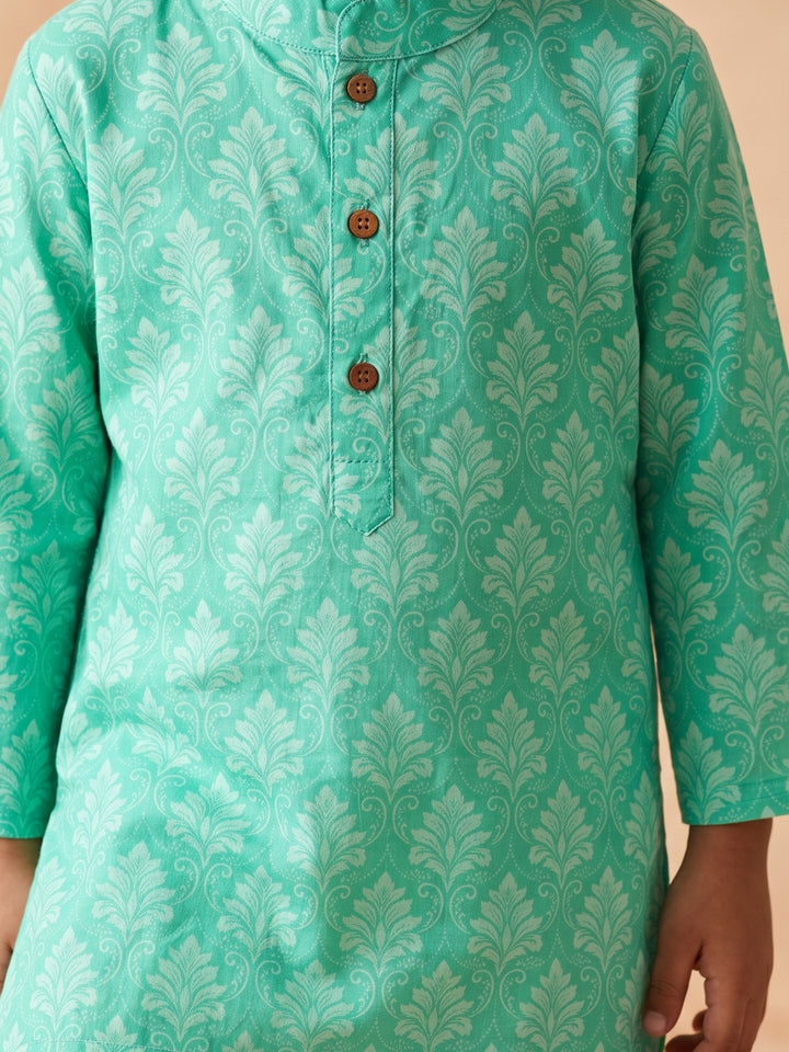Aqua Floral Motif Print