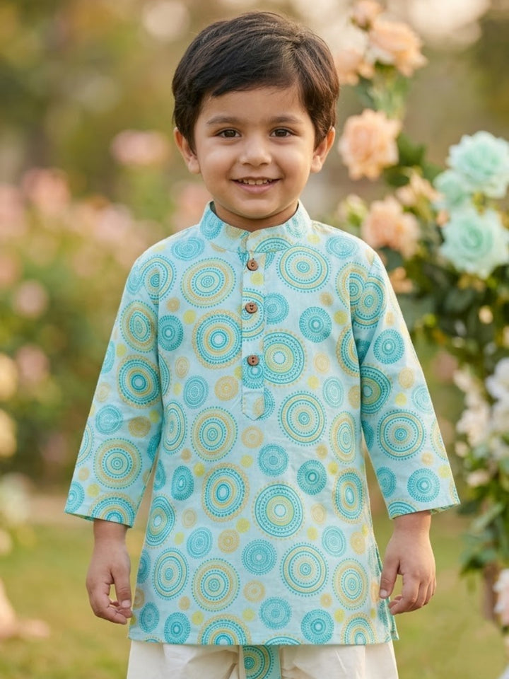 Aqua Mandala Kurta Dhoti Set
