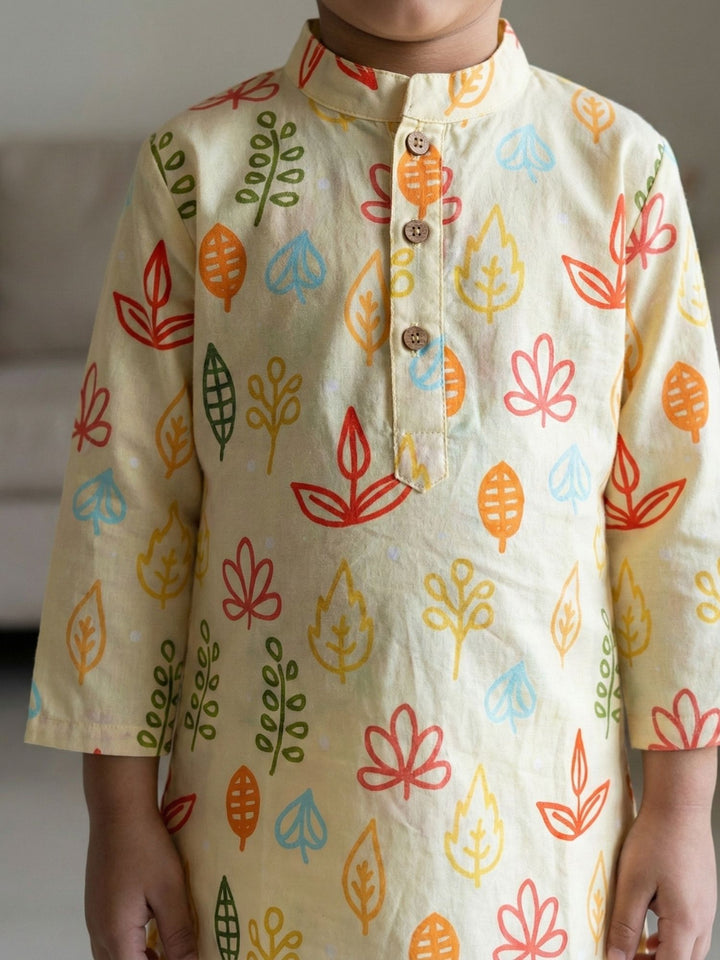 Yellow Fern & Leaves Print