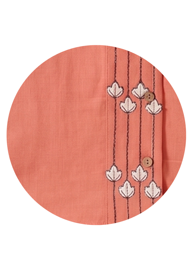 Coral Embroidered Kurta Dhoti Set