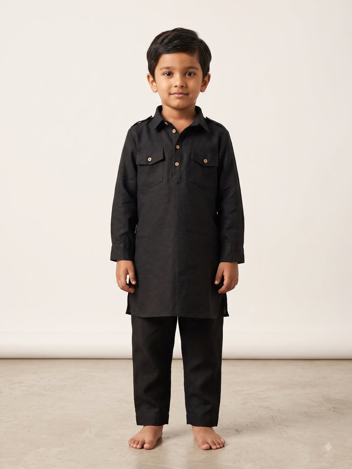 Black Pathani Kurta Pajama