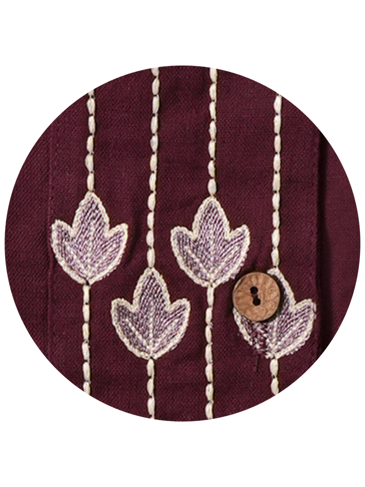 Maroon Embroidered Kurta Dhoti Set