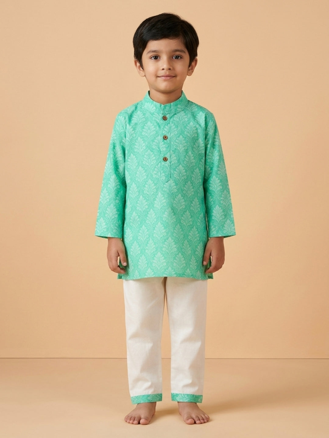 Aqua Floral Motif Print