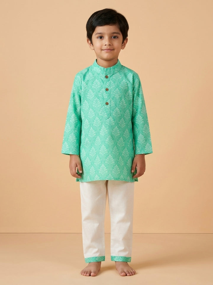 Aqua Floral Motif Print