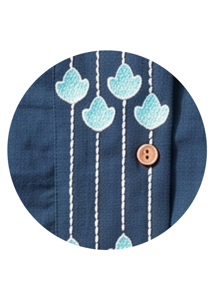 Blue Embroidered Kurta Dhoti Set