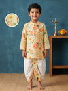 Yellow Floral Kurta Dhoti Set