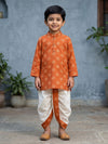 Rust Floral Butti Kurta Dhoti Set