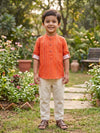 Orange Tribal Motif Short Kurta