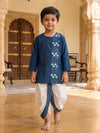 Blue Embroidered Kurta Dhoti Set