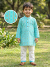 Aqua Tribal String Kurta Pajama Set