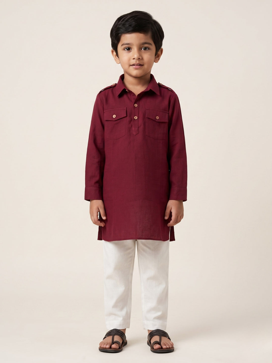 Maroon Pathani Kurta Pajama