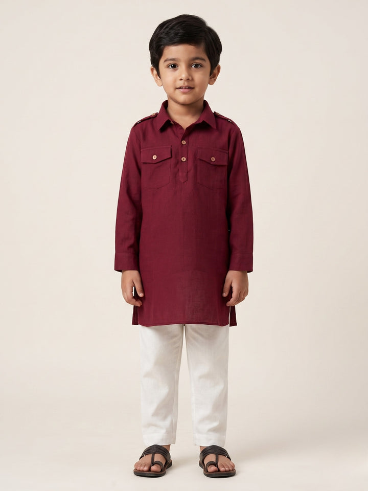 Maroon Pathani Kurta Pajama