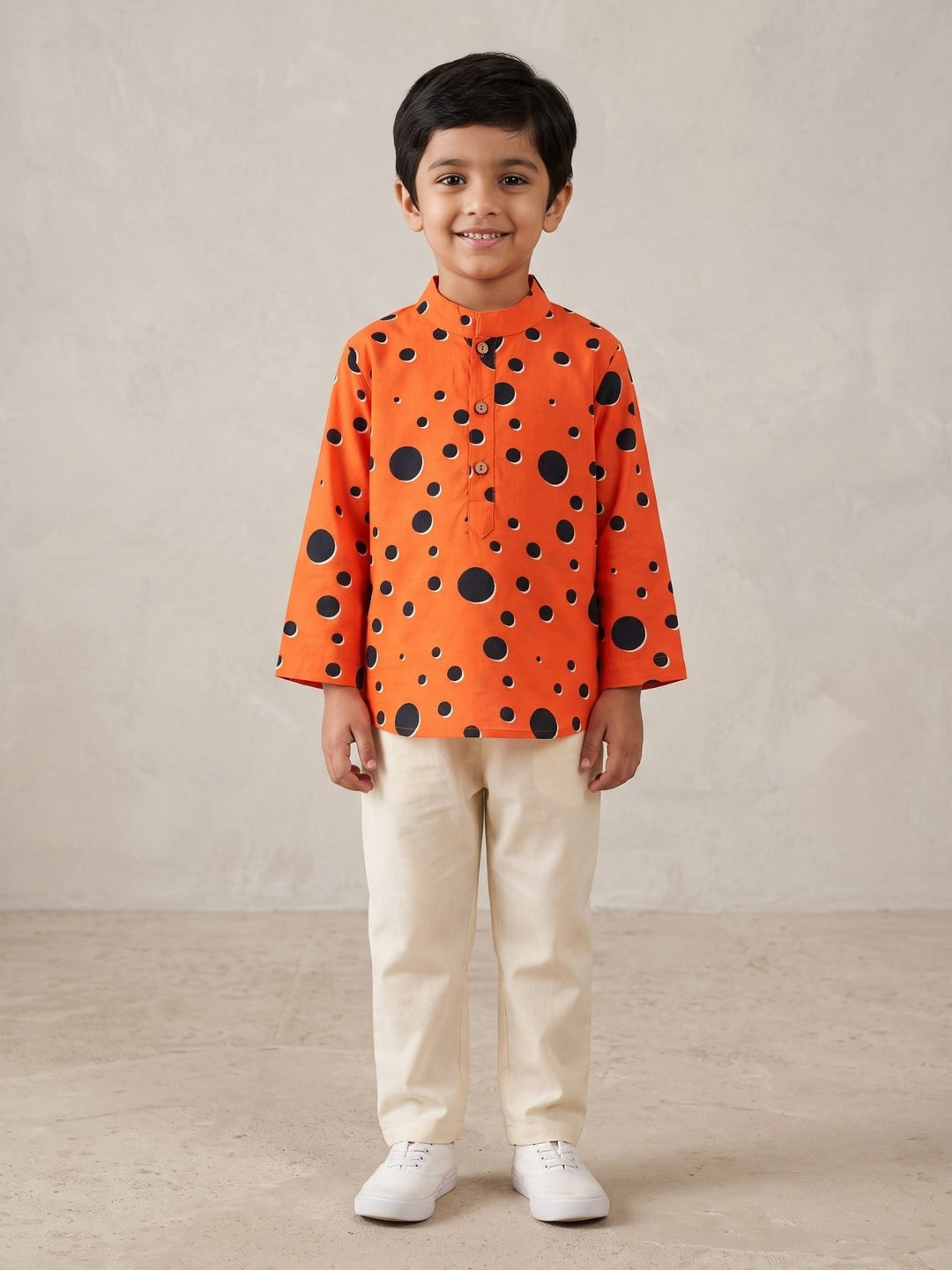Coral Polka Short Kurta