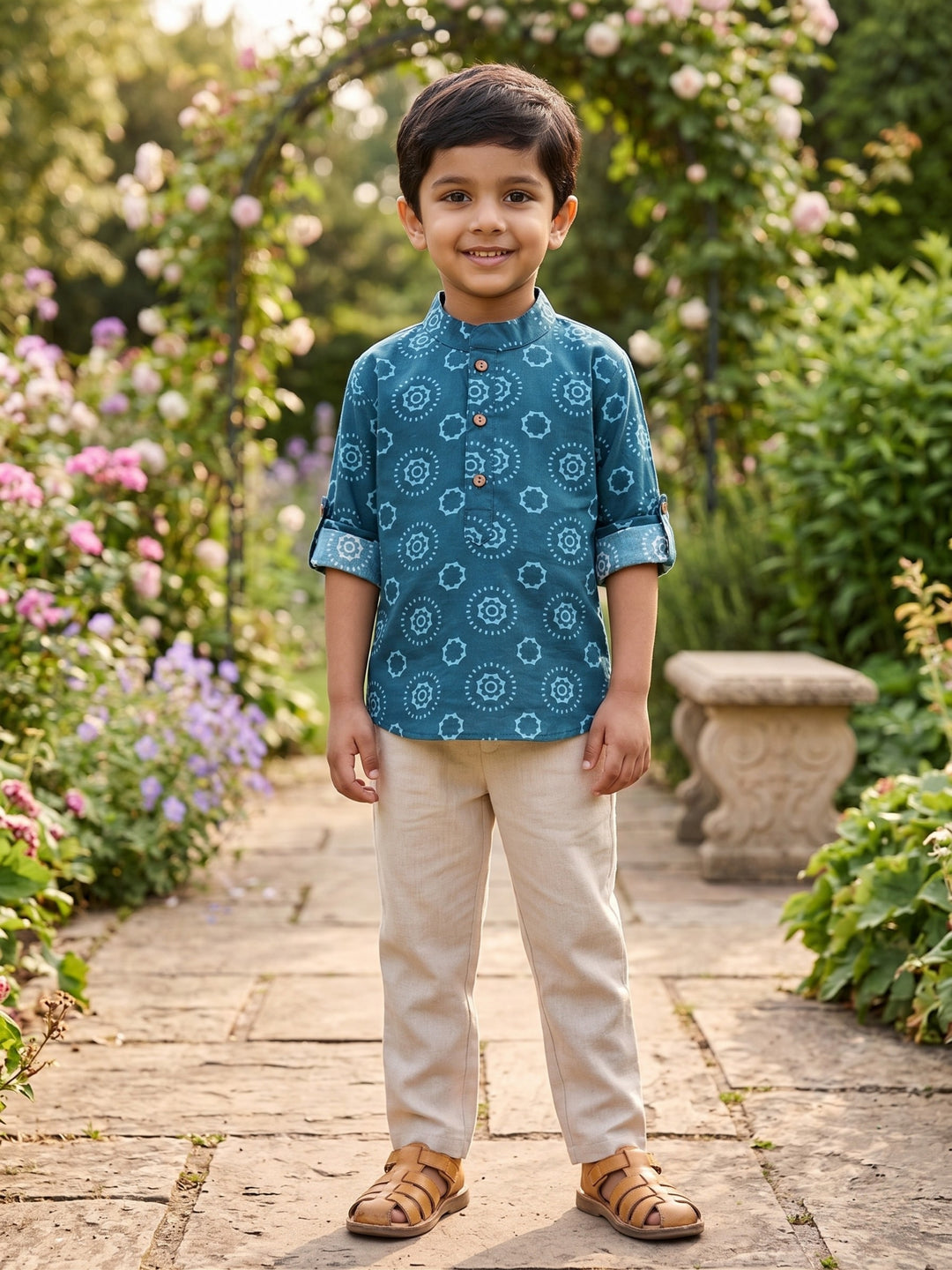 Navy Blue Mandala Short Kurta