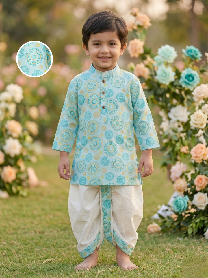 Aqua Mandala Kurta Dhoti Set