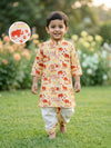 Elephant Motif Kurta Dhoti Set