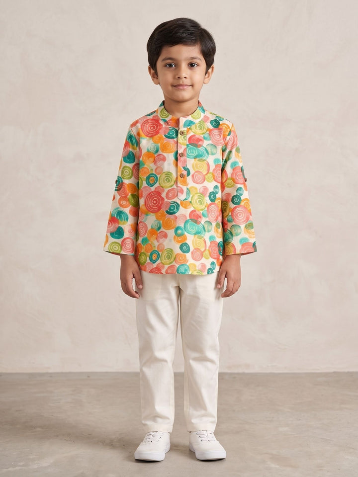 Watercolor Painted Circles Short Kurta