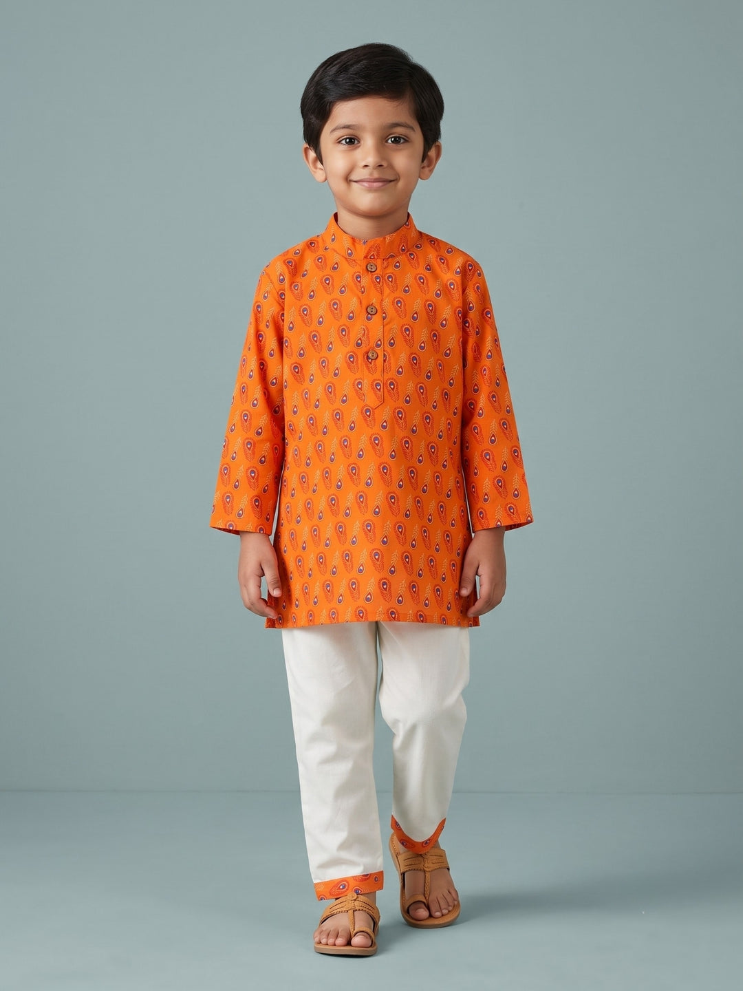 Orange Peacock Feather Print