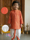 Orange Tribal Motif Kurta Dhoti Set